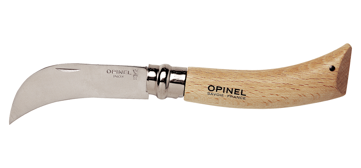 Нож садовый Opinel №8 с изогнутым лезвием, блистер.