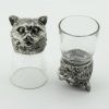 Набор из 2-х стопок RORO британским котом в серебряном цвете