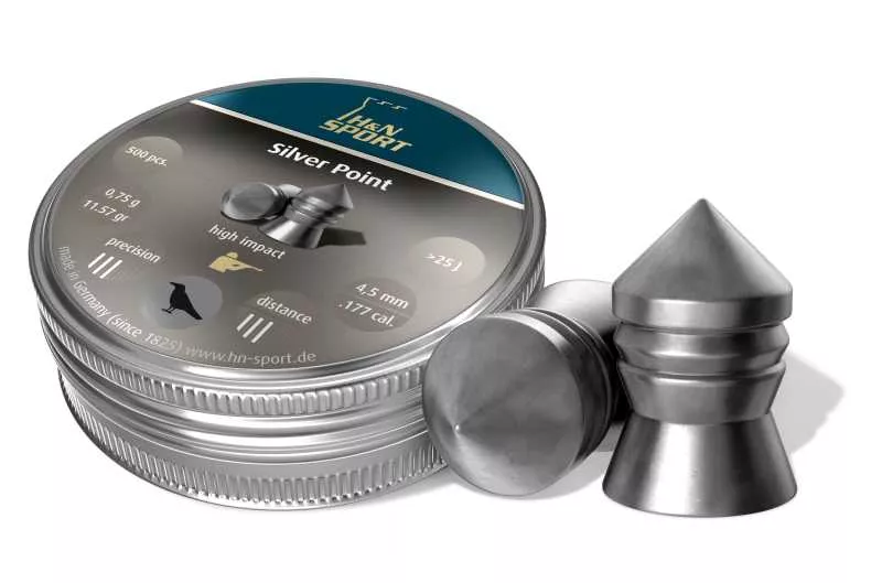 Пули для пневматического оружия H&N Silver Point cal. 4.50, 500шт/уп, вес пули 0,75г. 